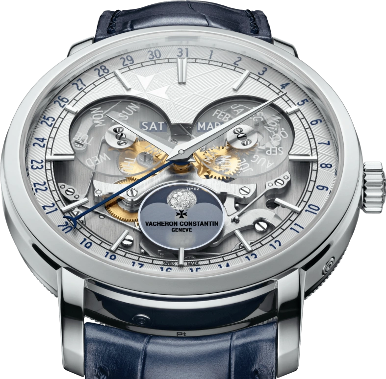 Vacheron Constantin,Traditionnelle 41mm,41mm,Platinum,Silver,Automatic,Moonphase,Month,Date,Day,40hours,In-house Caliber,4020T,4020T/000P-H038
