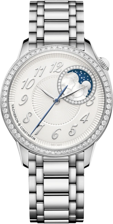 Vacheron Constantin,Égérie 37mm,37mm,Stainless Steel,Silver,Automatic,Moonphase,40hours,8005F,8005F/120A-B497