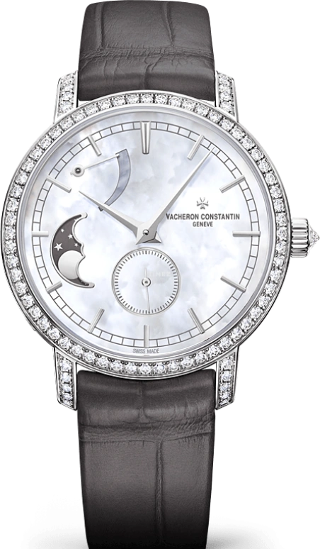 Vacheron Constantin,Traditionnelle 36mm,36mm,White Gold,White,Handwound,Moonphase,Power Reserve Indicator,83570,83570/000G-9916