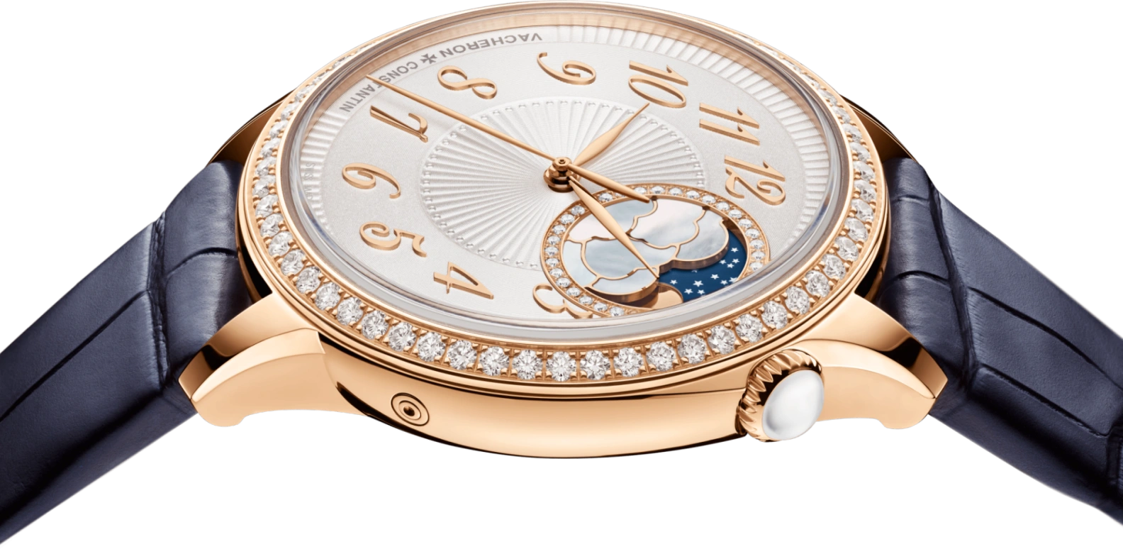 Vacheron Constantin,Égérie 37mm,37mm,Pink Gold,Silver,Automatic,Moonphase,40hours,8005F,8005F/000R-B498