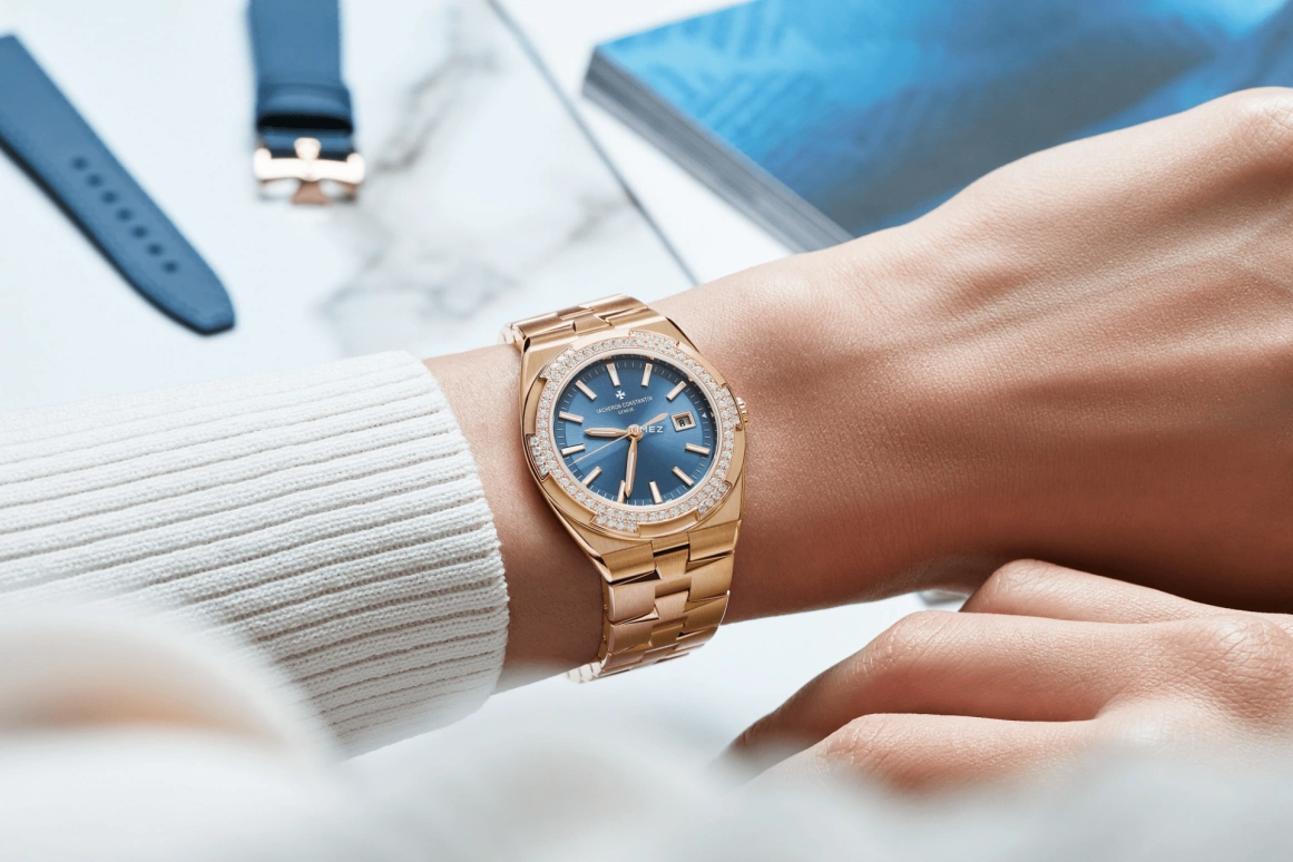 Vacheron Constantin,Overseas 33mm,33mm,Pink Gold,Blue,Quartz,Day,74hours,1225V,1225V/200R-H015