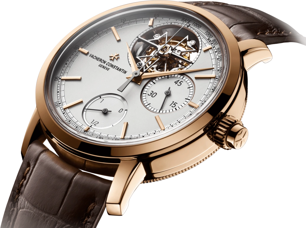 Vacheron Constantin,Traditionnelle 42.50mm,42.50mm,Pink Gold,Silver,Handwound,Chronograph,Monopoussoir,Power Reserve Indicator,Tourbillon Escapement,65hours,In-house Caliber,5100T,5100T/000R-B623
