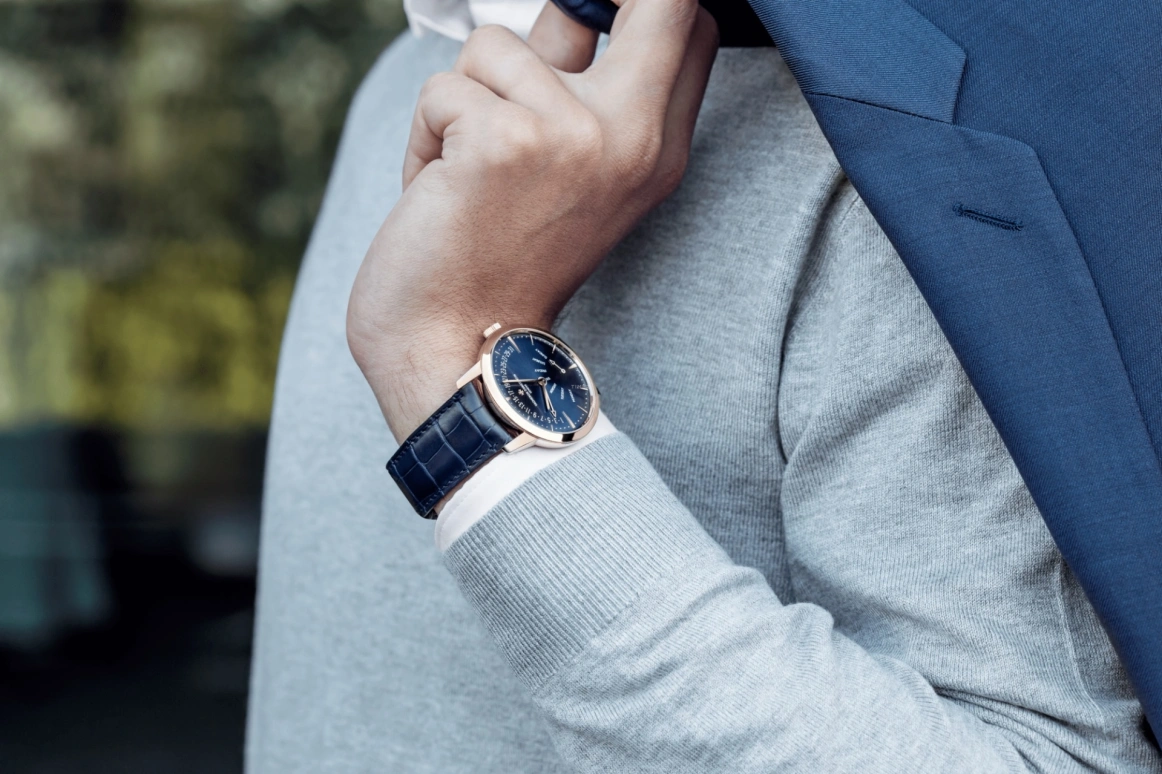 Vacheron Constantin,Patrimony 42.50mm,42.50mm,Pink Gold,Blue,Automatic,Date,Day,Simu Liu,4000U,4000U/000R-B516