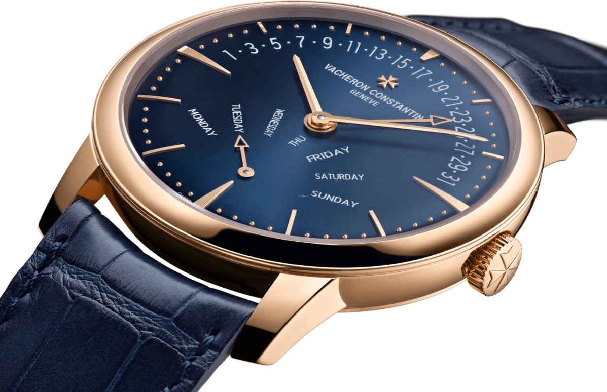 Vacheron Constantin,Patrimony 42.50mm,42.50mm,Pink Gold,Blue,Automatic,Date,Day,Simu Liu,4000U,4000U/000R-B516