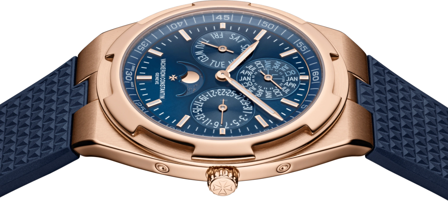 Vacheron Constantin,Overseas 41.50mm,41.50mm,Pink Gold,Blue,Automatic,Moonphase,Perpetual Calendar,Leap Year,Month,40hours,In-house Caliber,4300V,4300V/000R-B509