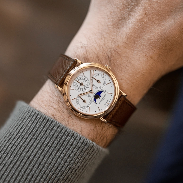 Vacheron Constantin,Patrimony 36mm,36mm,Yellow Gold,White,Automatic,Moonphase,Perpetual Calendar,Leap Year,Month,31hours,In-house Caliber,43031,43031/000J-0223