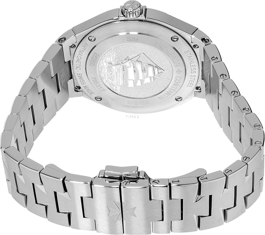 Vacheron Constantin,Overseas 34mm,34mm,Stainless Steel,Silver,Grey,Quartz,Day,74hours,25250,25250/D01A-9123