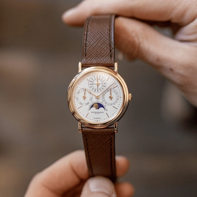 Vacheron Constantin,Patrimony 36mm,36mm,Yellow Gold,White,Automatic,Moonphase,Perpetual Calendar,Leap Year,Month,31hours,In-house Caliber,43031,43031/000J-0223