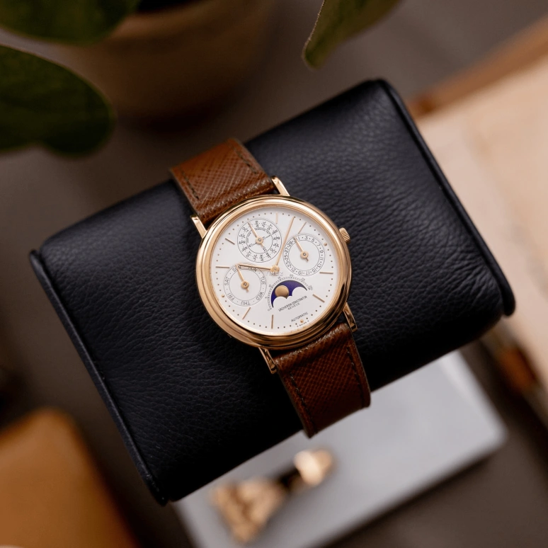 Vacheron Constantin,Patrimony 36mm,36mm,Yellow Gold,White,Automatic,Moonphase,Perpetual Calendar,Leap Year,Month,31hours,In-house Caliber,43031,43031/000J-0223