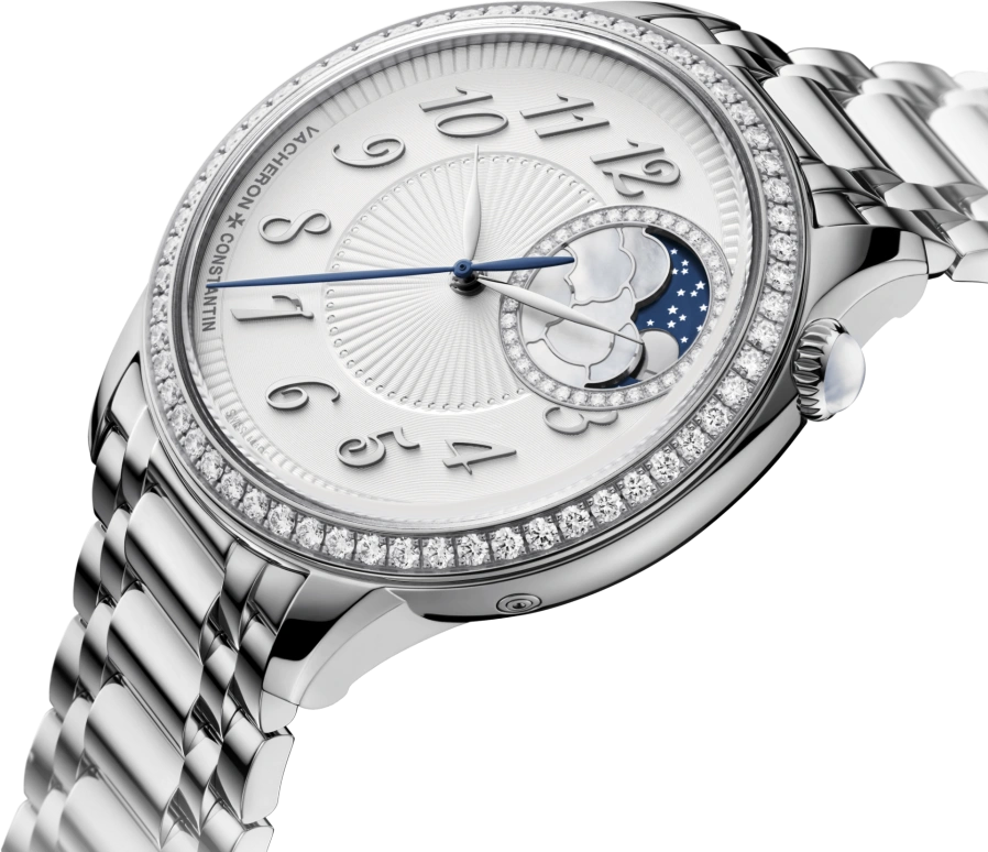 Vacheron Constantin,Égérie 37mm,37mm,Stainless Steel,Silver,Automatic,Moonphase,40hours,8005F,8005F/120A-B497