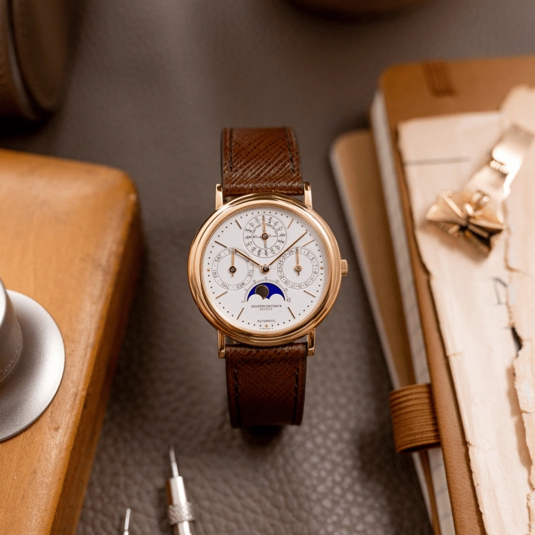 Vacheron Constantin,Patrimony 36mm,36mm,Yellow Gold,White,Automatic,Moonphase,Perpetual Calendar,Leap Year,Month,31hours,In-house Caliber,43031,43031/000J-0223