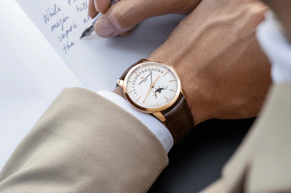 Vacheron Constantin,Patrimony 42.50mm,42.50mm,Pink Gold,Silver,Automatic,Moonphase,Day,Retrograde,4010U,4010U/000R-B329