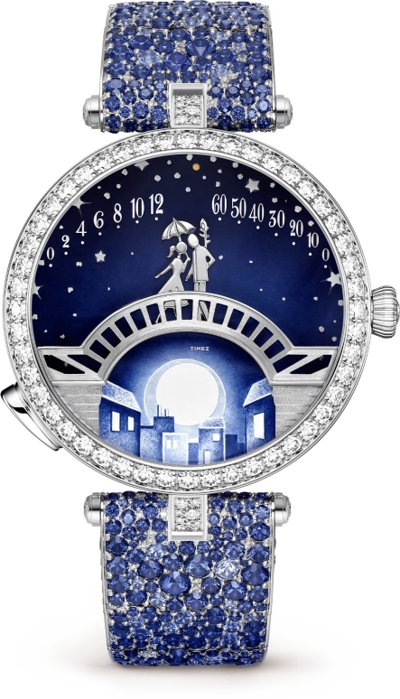 Van Cleef & Arpels,Poetic Complications® 38mm,38mm,White Gold,Blue,Automatic,Retrograde,36hours,VCARPES700