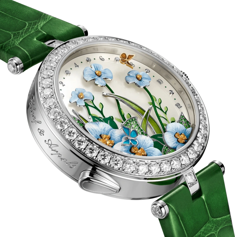 Van Cleef & Arpels,Poetic Complications® 38mm,38mm,White Gold,Multi-Color,Automatic,Sapphire,Crystal Glass,Round,VCARPERU00