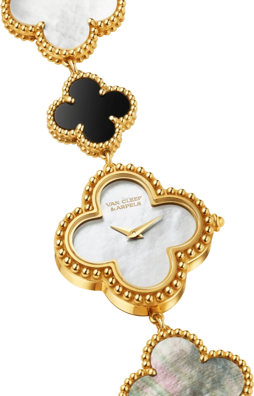 Van Cleef & Arpels,Alhambra® 26x26mm,26x26mm,Yellow Gold,Silver White,Quartz,Sapphire,Crystal Glass,Other,VCARPEU800