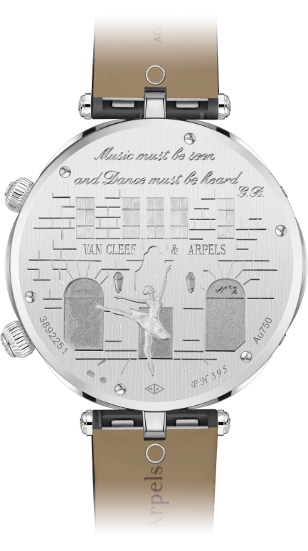 Van Cleef & Arpels,Poetic Complications® 44.50mm,44.50mm,White Gold,Sapphire,Crystal Glass,Setting,Diamonds,Diamonds,VCARO90400
