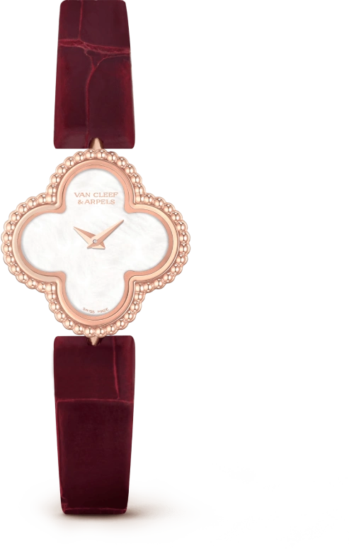 Van Cleef & Arpels,Alhambra® 22.70x22.70mm,22.70x22.70mm,Rose Gold,White,Quartz,Mother of Pearl,VCARO8SF00