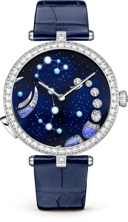 Van Cleef & Arpels,Poetic Complications® 38mm,38mm,White Gold,Blue,Purple,Automatic,36hours,Sapphire,Crystal Glass,VCARO8TT00