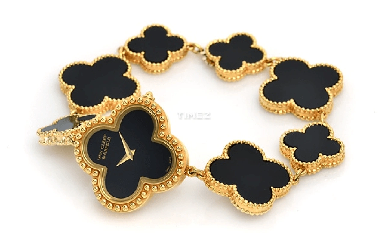 Van Cleef & Arpels,Alhambra® 26x26mm,26x26mm,Yellow Gold,Black,Quartz,Sapphire,Crystal Glass,Other,VCARO40R00