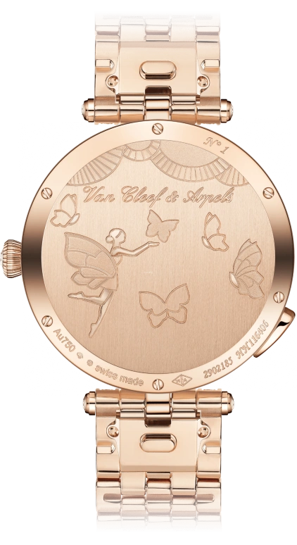 Van Cleef & Arpels,Poetic Complications® 40mm,40mm,Rose Gold,Rose,Blue,Pink,Multi-Color,Handwound,Sapphire,Crystal Glass,Round,VCARPBES00
