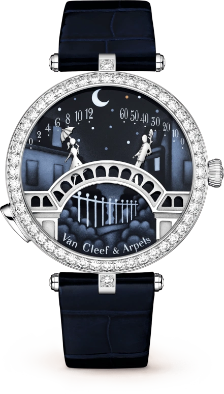 Van Cleef & Arpels,Poetic Complications® 38mm,38mm,White Gold,Automatic,36hours,Sapphire,Crystal Glass,VCARO8TY00