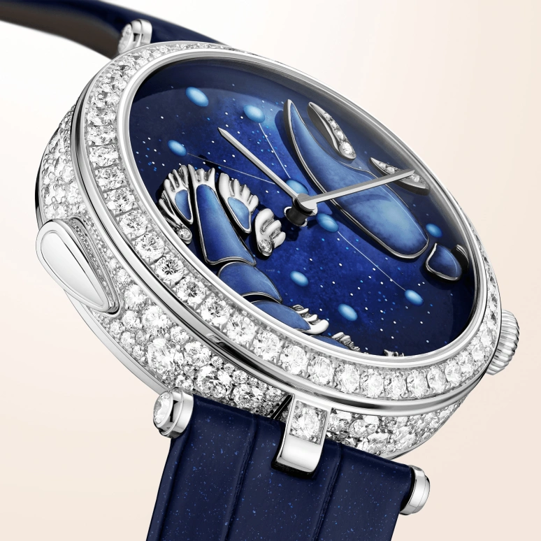 Van Cleef & Arpels,Poetic Complications® 38mm,38mm,White Gold,Transparent,Blue,Automatic,36hours,Sapphire,Crystal Glass,VCARO8TN00