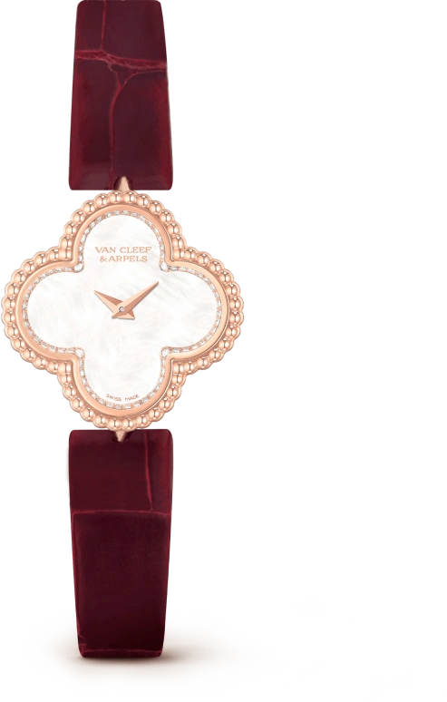 Van Cleef & Arpels,Alhambra® 22.70x22.70mm,22.70x22.70mm,Rose Gold,White,Quartz,Sapphire,VCARO8WS00
