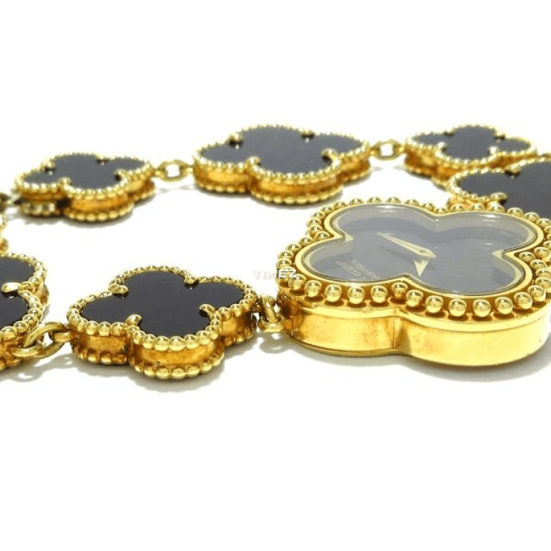Van Cleef & Arpels,Alhambra® 26x26mm,26x26mm,Yellow Gold,Black,Quartz,Sapphire,Crystal Glass,Other,VCARO40R00