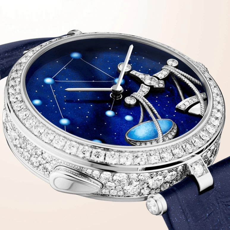 Van Cleef & Arpels,Poetic Complications® 38mm,38mm,White Gold,Transparent,Blue,Automatic,36hours,Sapphire,Crystal Glass,VCARO8TL00