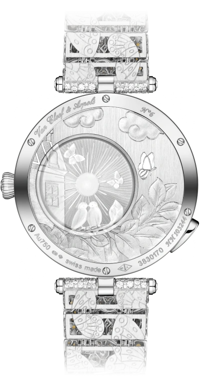 Van Cleef & Arpels,Poetic Complications® 38mm,38mm,White Gold,Multi-Color,Automatic,36hours,Sapphire,Crystal Glass,VCARO8U100