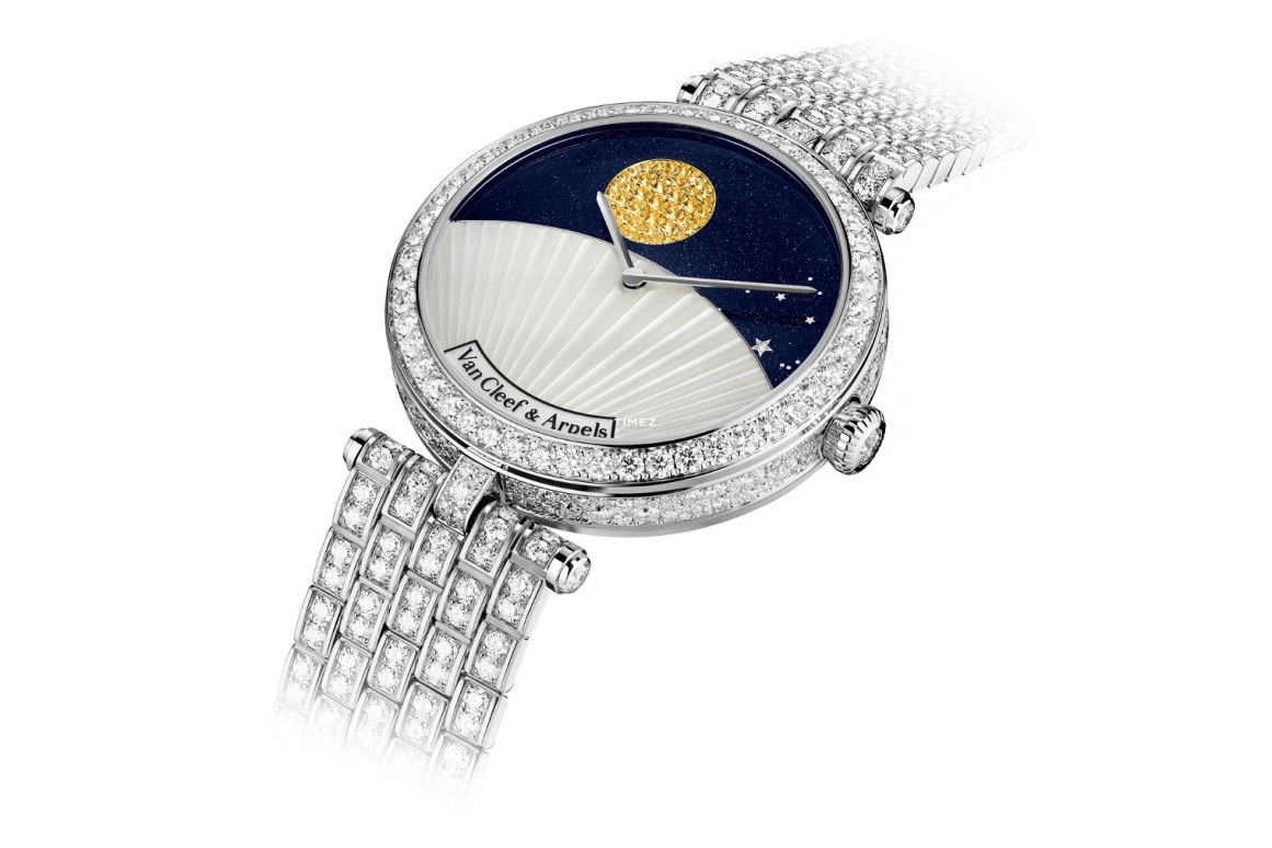 Van Cleef & Arpels,Lady Arpels 38mm,38mm,White Gold,Blue,White,Automatic,Moonphase,Glass,VCARPBKH00