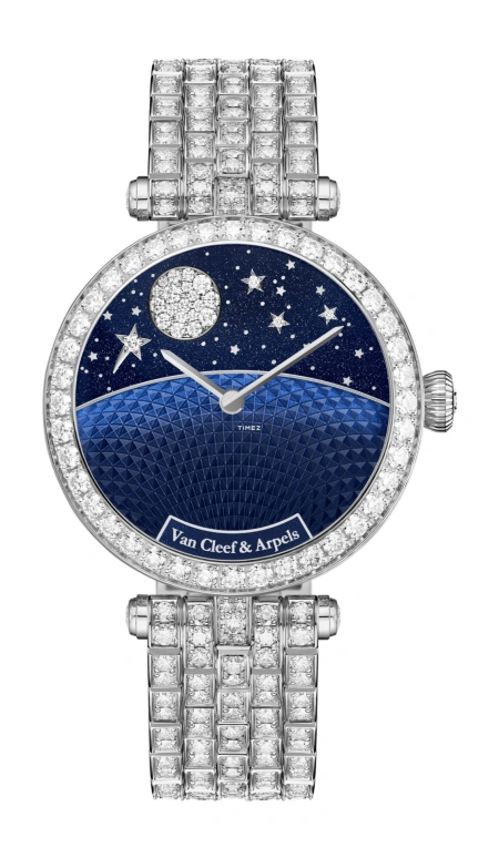 Van Cleef & Arpels,Lady Arpels 33mm,33mm,White Gold,Blue,Automatic,Moonphase,Glass,VCARPBNA00