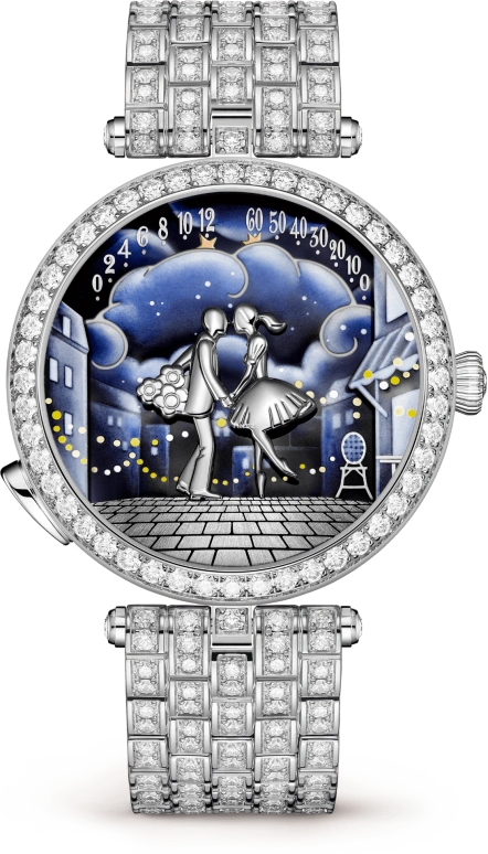 Van Cleef & Arpels,Poetic Complications® 38mm,38mm,White Gold,Blue,Black,Automatic,Retrograde,Round,VCARPET800