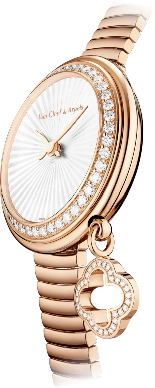 Van Cleef & Arpels,Charms 27mm,27mm,Rose Gold,White,Quartz,Round,VCARO8ZT00