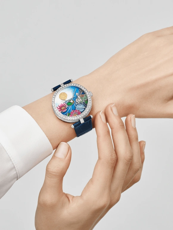 Van Cleef & Arpels,Poetic Complications® 38mm,38mm,White Gold,Yellow,Pink,Multi-Color,Automatic,85hours,Sapphire,Crystal Glass,VCARO8O400