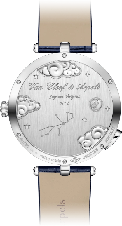 Van Cleef & Arpels,Poetic Complications® 38mm,38mm,White Gold,Blue,Gold,Automatic,36hours,Sapphire,Crystal Glass,VCARO8TW00