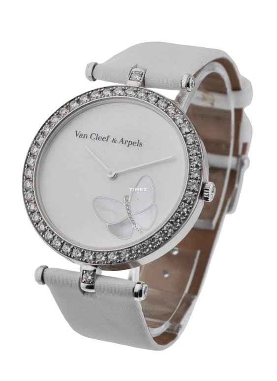 Van Cleef & Arpels,Lady Arpels 36mm,36mm,White Gold,White,Quartz,Sapphire,Crystal Glass,Round,VCARF51200