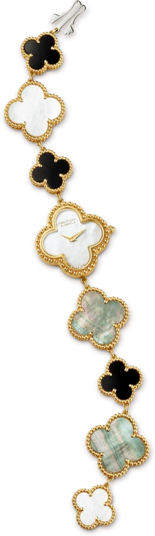 Van Cleef & Arpels,Alhambra® 26x26mm,26x26mm,Yellow Gold,Silver White,Quartz,Sapphire,Crystal Glass,Other,VCARPEU800