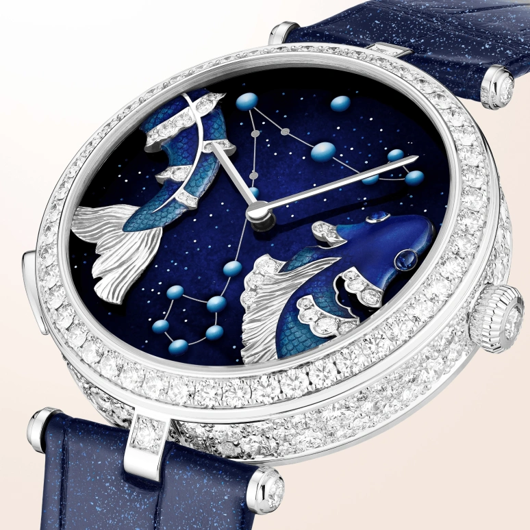 Van Cleef & Arpels,Poetic Complications® 38mm,38mm,White Gold,Turquoise,Transparent,Blue,Automatic,36hours,Sapphire,Crystal Glass,VCARO8TR00