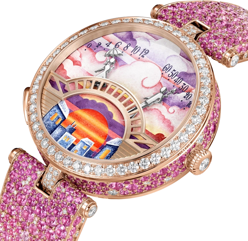 Van Cleef & Arpels,Poetic Complications® 38mm,38mm,Rose Gold,Multi-Color,Automatic,Retrograde,36hours,VCARPES600