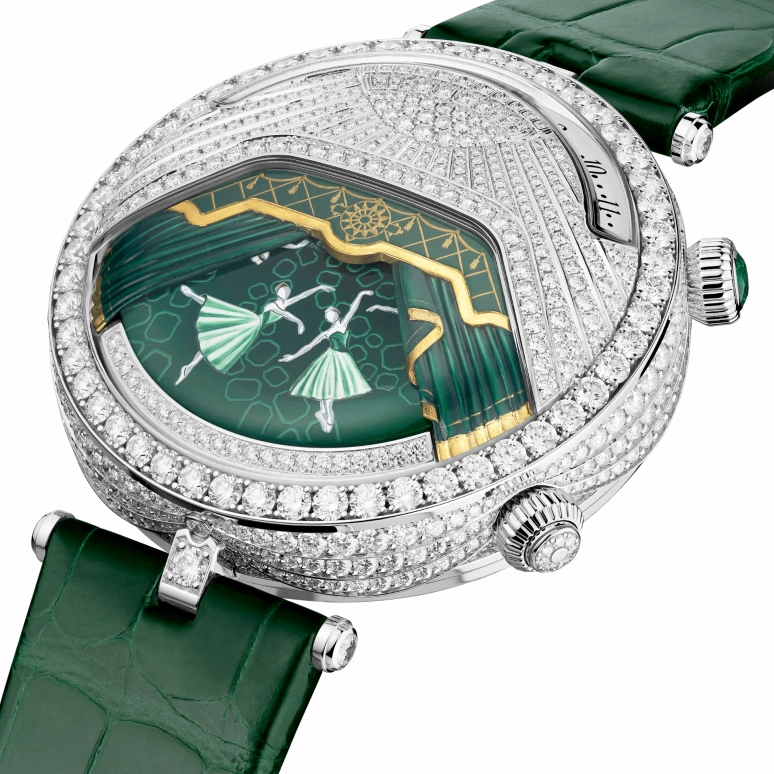 Van Cleef & Arpels,Poetic Complications® 44.50mm,44.50mm,White Gold,Sapphire,Crystal Glass,Setting,Diamonds,Diamonds,VCARO90500