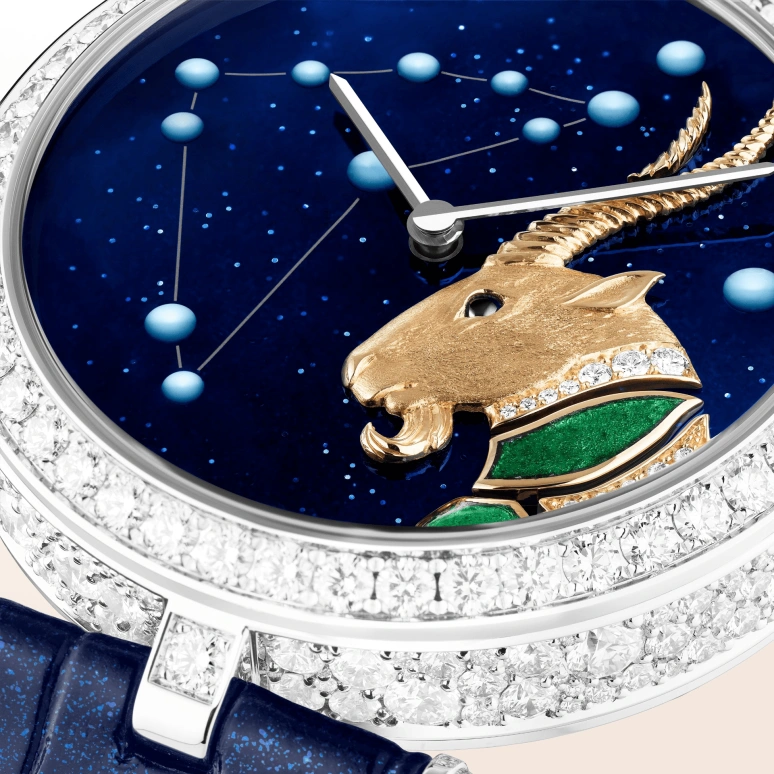 Van Cleef & Arpels,Poetic Complications® 38mm,38mm,White Gold,Transparent,Blue,Green,Automatic,36hours,Sapphire,Crystal Glass,VCARO8TO00