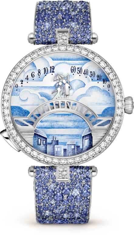 Van Cleef & Arpels,Poetic Complications® 38mm,38mm,White Gold,Blue,White,Automatic,Retrograde,36hours,VCARPES500