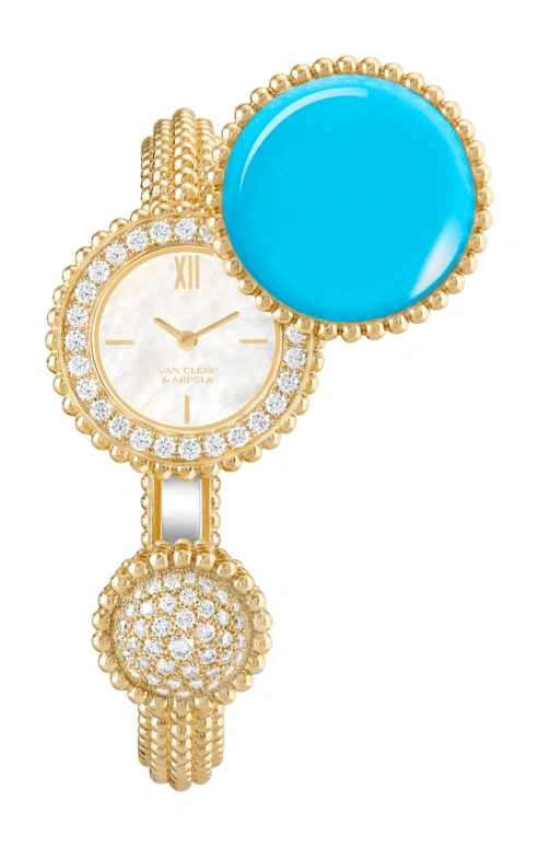 Van Cleef & Arpels,Perlée™ 25mm,25mm,Yellow Gold,White,Quartz,Sapphire,Round,VCARPBEM00