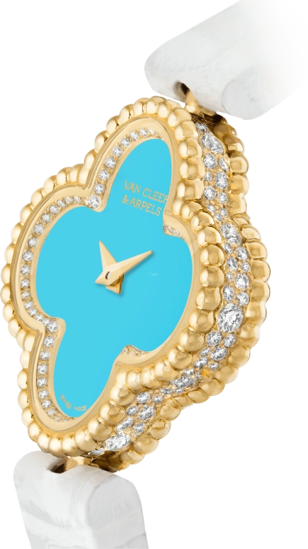 Van Cleef & Arpels,Alhambra® 22.70mm,22.70mm,Yellow Gold,Turquoise,Green,Quartz,Gold,Diamonds,VCARPBEH00