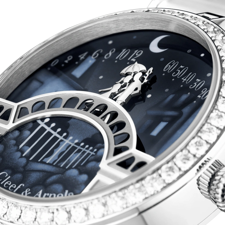 Van Cleef & Arpels,Poetic Complications® 38mm,38mm,White Gold,Automatic,36hours,Sapphire,Crystal Glass,VCARO8TY00