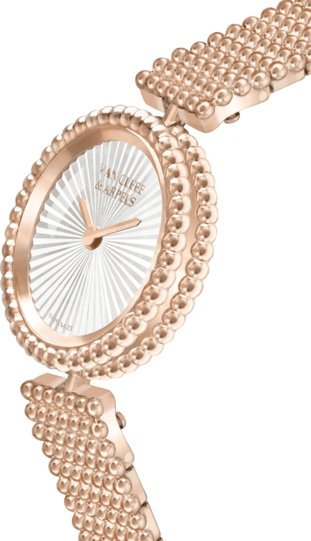 Van Cleef & Arpels,Perlée™ 23mm,23mm,Rose Gold,White,Quartz,Sapphire,Crystal Glass,Round,VCARPBMO00