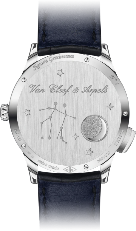 Van Cleef & Arpels,Poetic Complications® 42mm,42mm,White Gold,Transparent,Blue,Automatic,Sapphire,Crystal Glass,Round,VCARO8TD00