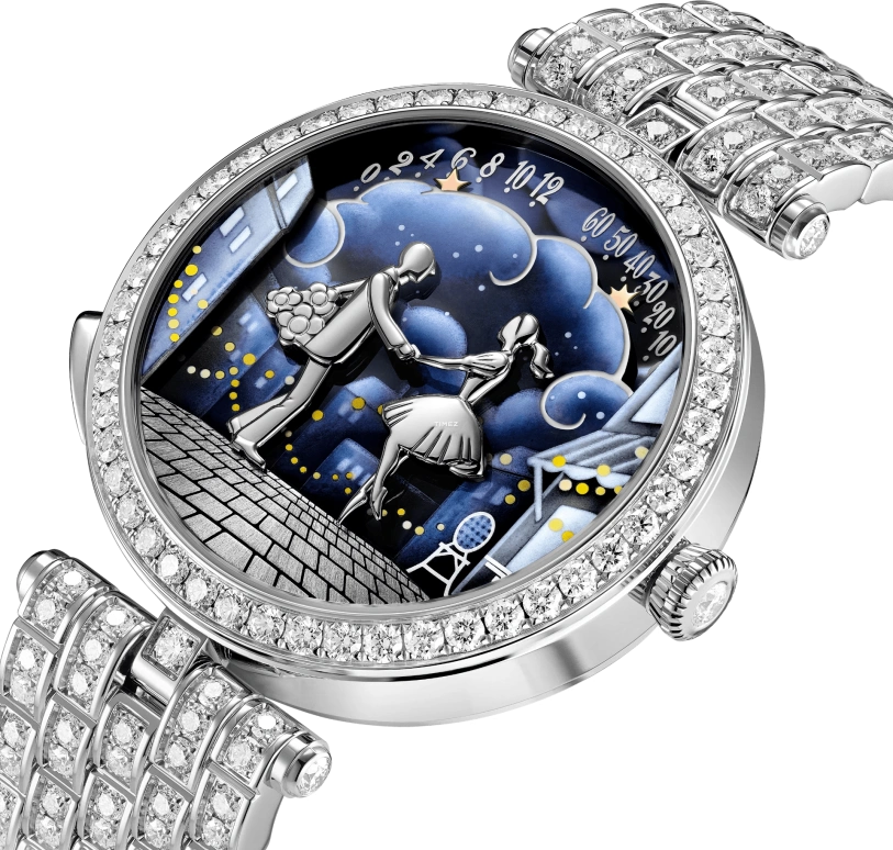 Van Cleef & Arpels,Poetic Complications® 38mm,38mm,White Gold,Blue,Black,Automatic,Retrograde,Round,VCARPET800