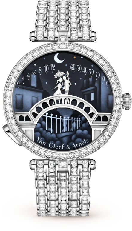Van Cleef & Arpels,Poetic Complications® 38mm,38mm,White Gold,Automatic,36hours,Sapphire,Crystal Glass,VCARO90900